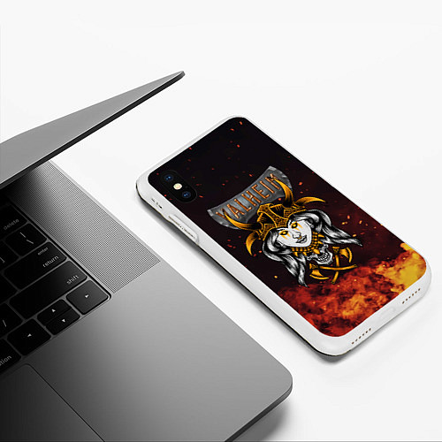 Чехол iPhone XS Max матовый Valheim Девушка викинг / 3D-Белый – фото 3