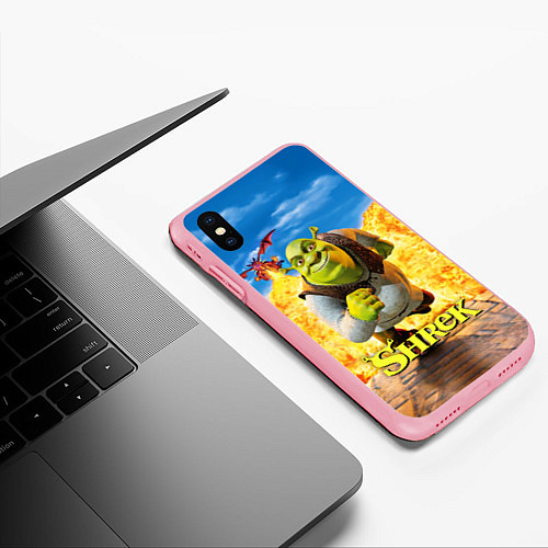 Чехол iPhone XS Max матовый Шрек и дракон / 3D-Баблгам – фото 3