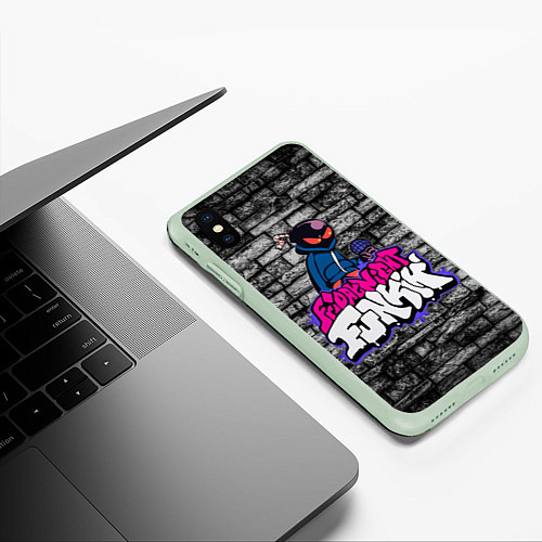 Чехол iPhone XS Max матовый Friday Night Funkin Bomb man B / 3D-Салатовый – фото 3