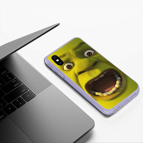 Чехол iPhone XS Max матовый Shrek is Yelling / 3D-Светло-сиреневый – фото 3