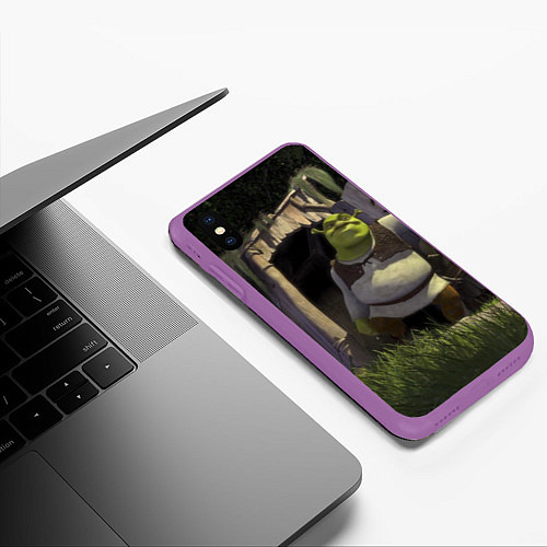 Чехол iPhone XS Max матовый Shrek: Somebody Once Told Me / 3D-Фиолетовый – фото 3