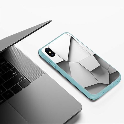 Чехол iPhone XS Max матовый Слом плитки / 3D-Мятный – фото 3