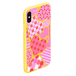 Чехол iPhone XS Max матовый Pink heart, цвет: 3D-желтый — фото 2