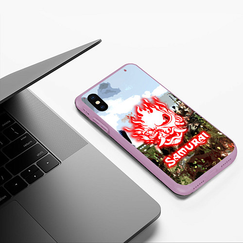 Чехол iPhone XS Max матовый SAMURAI CYBERPUNK / 3D-Сиреневый – фото 3