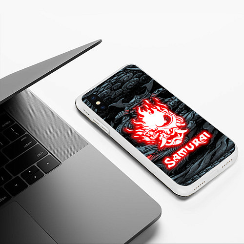 Чехол iPhone XS Max матовый CYBERPUNK САМУРАЙ / 3D-Белый – фото 3