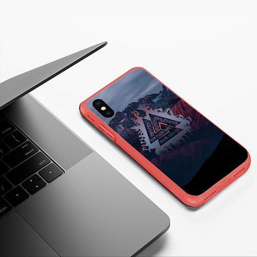 Чехол iPhone XS Max матовый Валькнут / 3D-Красный – фото 3