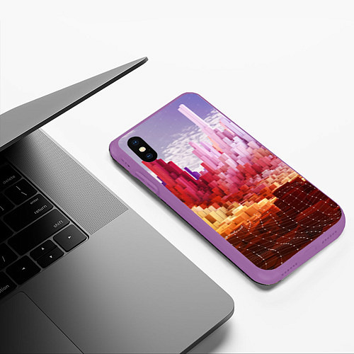 Чехол iPhone XS Max матовый Симуляция города / 3D-Фиолетовый – фото 3