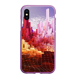 Чехол iPhone XS Max матовый Симуляция города, цвет: 3D-фиолетовый
