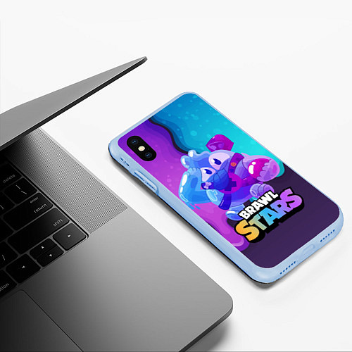 Чехол iPhone XS Max матовый Сквик Squeak Brawl Stars / 3D-Голубой – фото 3