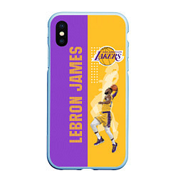 Чехол iPhone XS Max матовый Леброн NBA, цвет: 3D-голубой