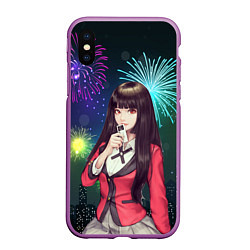 Чехол iPhone XS Max матовый Anime Girl, цвет: 3D-фиолетовый