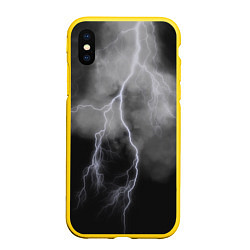 Чехол iPhone XS Max матовый Гроза, цвет: 3D-желтый