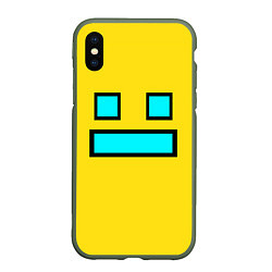 Чехол iPhone XS Max матовый Geometry Dash: Smile, цвет: 3D-темно-зеленый