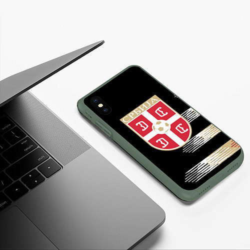 Чехол iPhone XS Max матовый Сборная Сербии / 3D-Темно-зеленый – фото 3