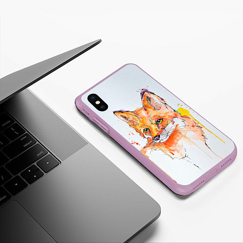 Чехол iPhone XS Max матовый Лисёнок / 3D-Сиреневый – фото 3