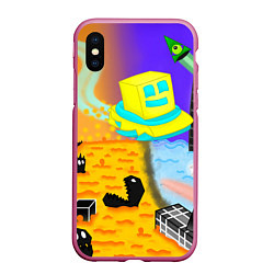 Чехол iPhone XS Max матовый Geometry Dash: RobTop Z, цвет: 3D-малиновый