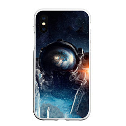 Чехол iPhone XS Max матовый Космонавт, цвет: 3D-белый