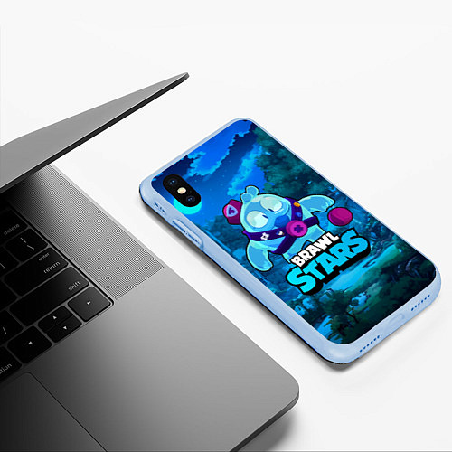 Чехол iPhone XS Max матовый Сквик Squeak Brawl Stars / 3D-Голубой – фото 3