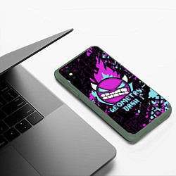 Чехол iPhone XS Max матовый Geometry Dash, цвет: 3D-темно-зеленый — фото 2