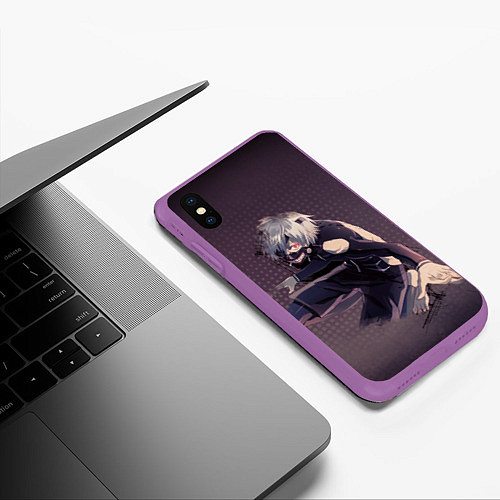 Чехол iPhone XS Max матовый Токийский гуль / 3D-Фиолетовый – фото 3