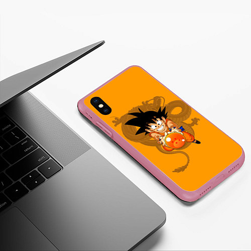 Чехол iPhone XS Max матовый Kid Goku / 3D-Малиновый – фото 3