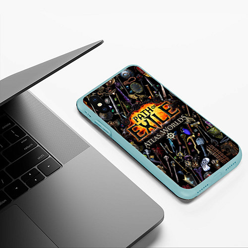 Чехол iPhone XS Max матовый Path of Exile / 3D-Мятный – фото 3