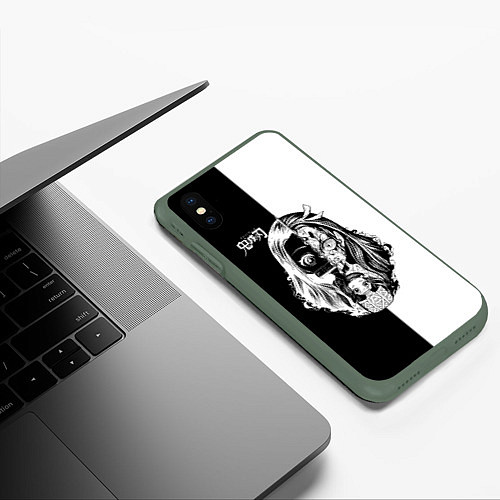 Чехол iPhone XS Max матовый Двуликая Незуко Камадо / 3D-Темно-зеленый – фото 3