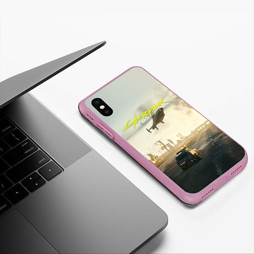 Чехол iPhone XS Max матовый CYBERPUNK 2077 КИБЕРПАНК спина Z / 3D-Розовый – фото 3