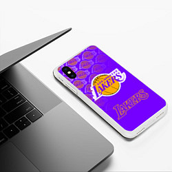 Чехол iPhone XS Max матовый LOS ANGELES LAKERS ЛЕЙКЕРС, цвет: 3D-белый — фото 2