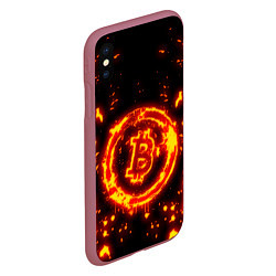 Чехол iPhone XS Max матовый BITCOIN БИТКОИН ОГОНЬ, цвет: 3D-малиновый — фото 2