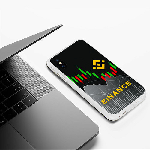 Чехол iPhone XS Max матовый BINANCE БИНАНС ГРАФИК / 3D-Белый – фото 3