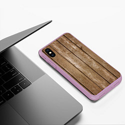 Чехол iPhone XS Max матовый Texture Wood, цвет: 3D-сиреневый — фото 2