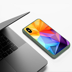 Чехол iPhone XS Max матовый Радужная геометрия, цвет: 3D-темно-зеленый — фото 2