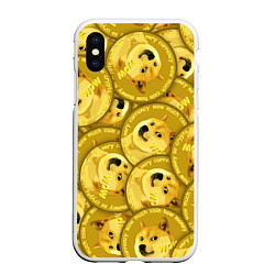 Чехол iPhone XS Max матовый DOGECOIN DOGE ДОГИКОИН, цвет: 3D-белый