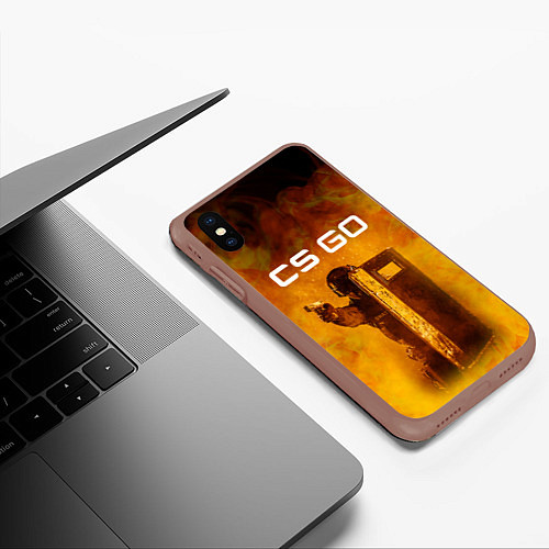 Чехол iPhone XS Max матовый CS GO SWAT КС ГО Z / 3D-Коричневый – фото 3