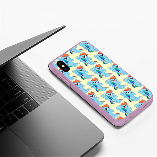 Чехол iPhone XS Max матовый Rainbow Dash / 3D-Сиреневый – фото 3