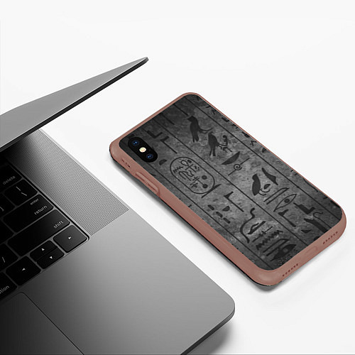 Чехол iPhone XS Max матовый Египетские Иероглифы 3D / 3D-Коричневый – фото 3