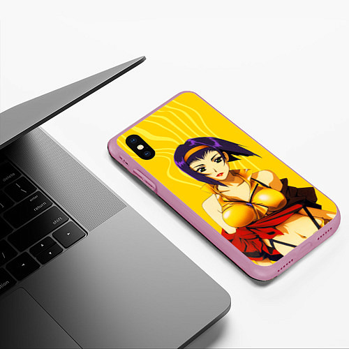 Чехол iPhone XS Max матовый Cowboy Bebop Фэй Валентайн / 3D-Розовый – фото 3