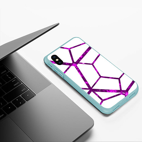 Чехол iPhone XS Max матовый Hexagon / 3D-Мятный – фото 3