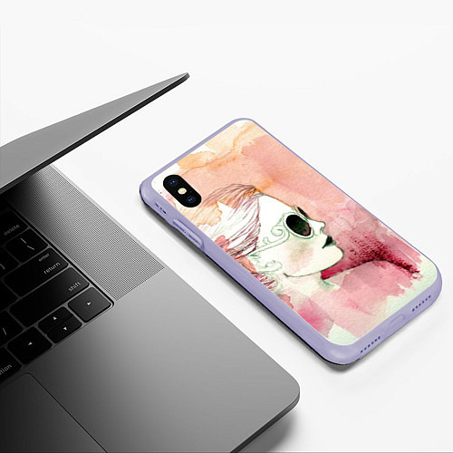 Чехол iPhone XS Max матовый Девушка / 3D-Светло-сиреневый – фото 3