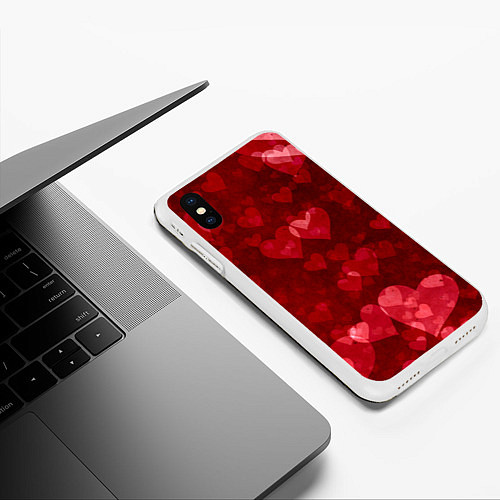 Чехол iPhone XS Max матовый СЕРДЕЧКИ HEARTS Z / 3D-Белый – фото 3