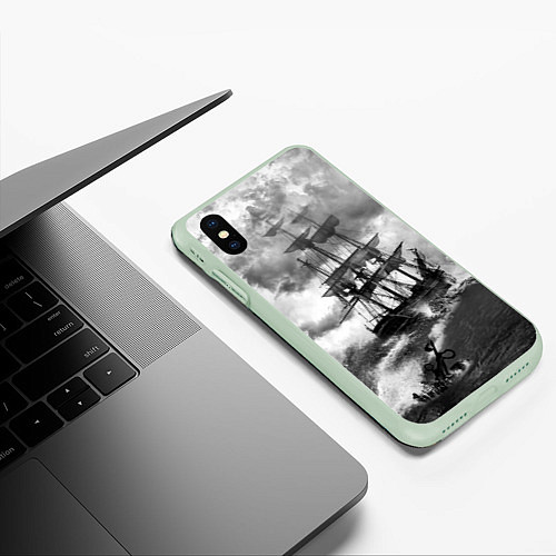 Чехол iPhone XS Max матовый Парусник / 3D-Салатовый – фото 3