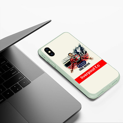 Чехол iPhone XS Max матовый Вирджил ван Дейк YNWA / 3D-Салатовый – фото 3