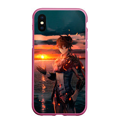 Чехол iPhone XS Max матовый Tartaglia art, цвет: 3D-малиновый