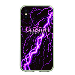 Чехол iPhone XS Max матовый GENSHIN IMPACT МОЛНИЯ НЕОН, цвет: 3D-салатовый