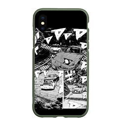 Чехол iPhone XS Max матовый Initial d, цвет: 3D-темно-зеленый