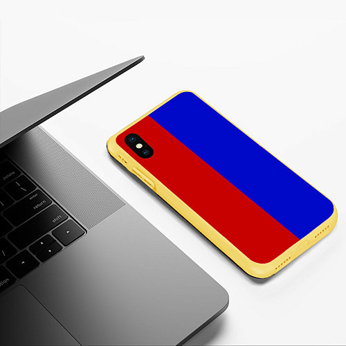 Чехол iPhone XS Max матовый Красно-синий / 3D-Желтый – фото 3