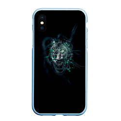 Чехол iPhone XS Max матовый ВоЛк во Тьме, цвет: 3D-голубой