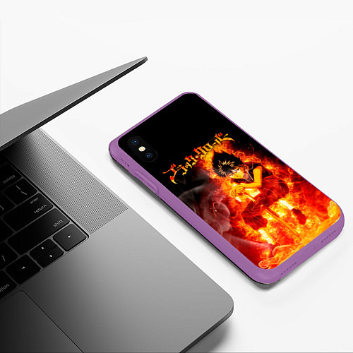 Чехол iPhone XS Max матовый Юно в огне Чёрный клевер / 3D-Фиолетовый – фото 3