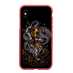 Чехол iPhone XS Max матовый ПОДВОДНАЯ БИТВА, цвет: 3D-красный